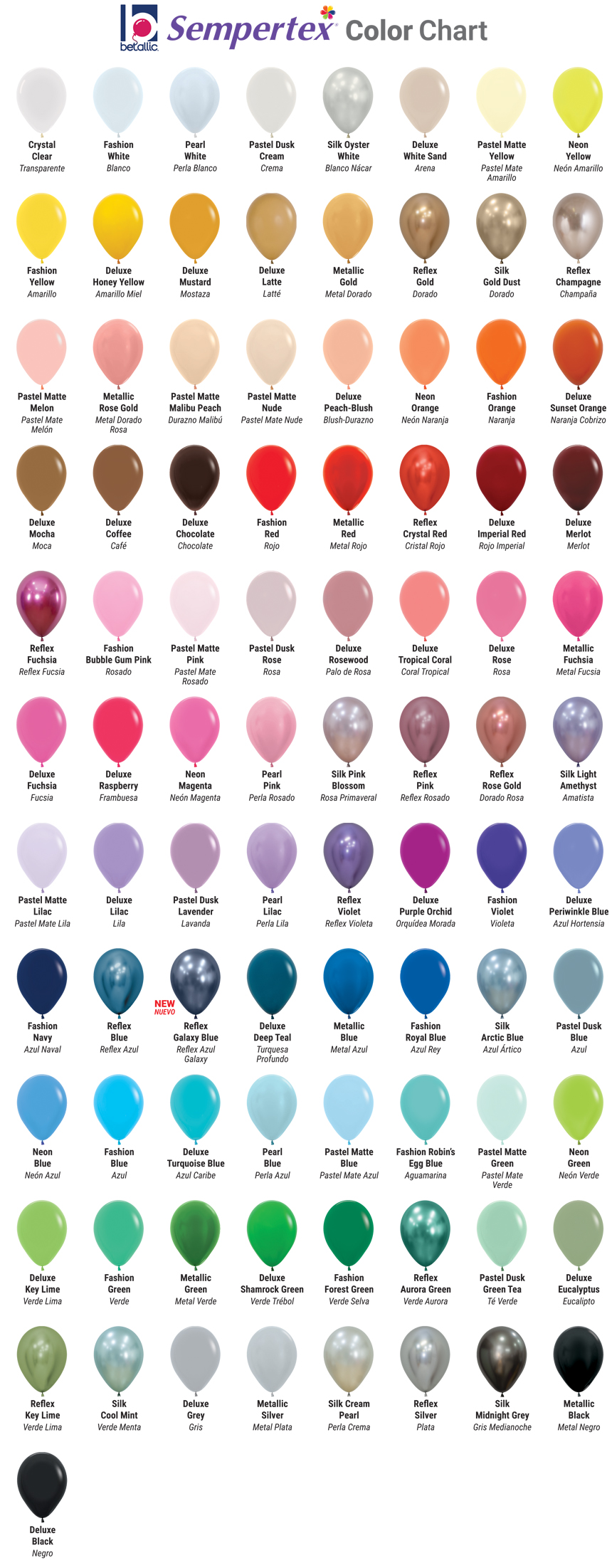 Sempertex Color Chart